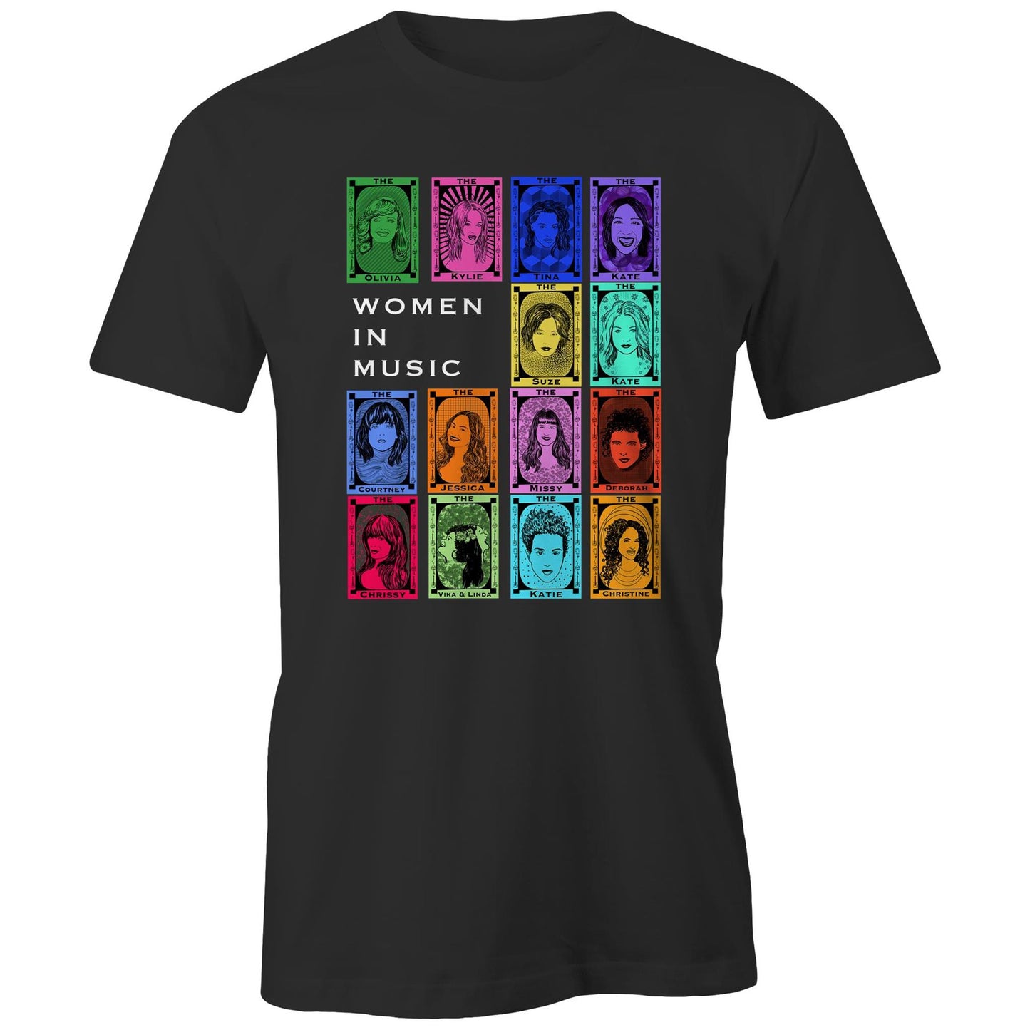 Women in Music T-shirt by High Tees. Ethically made in Melbourne from 100% GOTS organic cotton. 10% donated to Support Act. ©High Tees