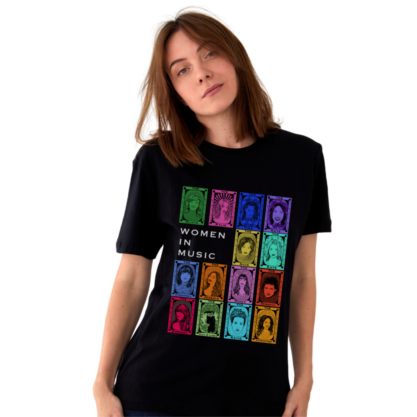 Women in Music T-shirt by High Tees. Ethically made in Melbourne from 100% GOTS organic cotton. 10% donated to Support Act. ©High Tees