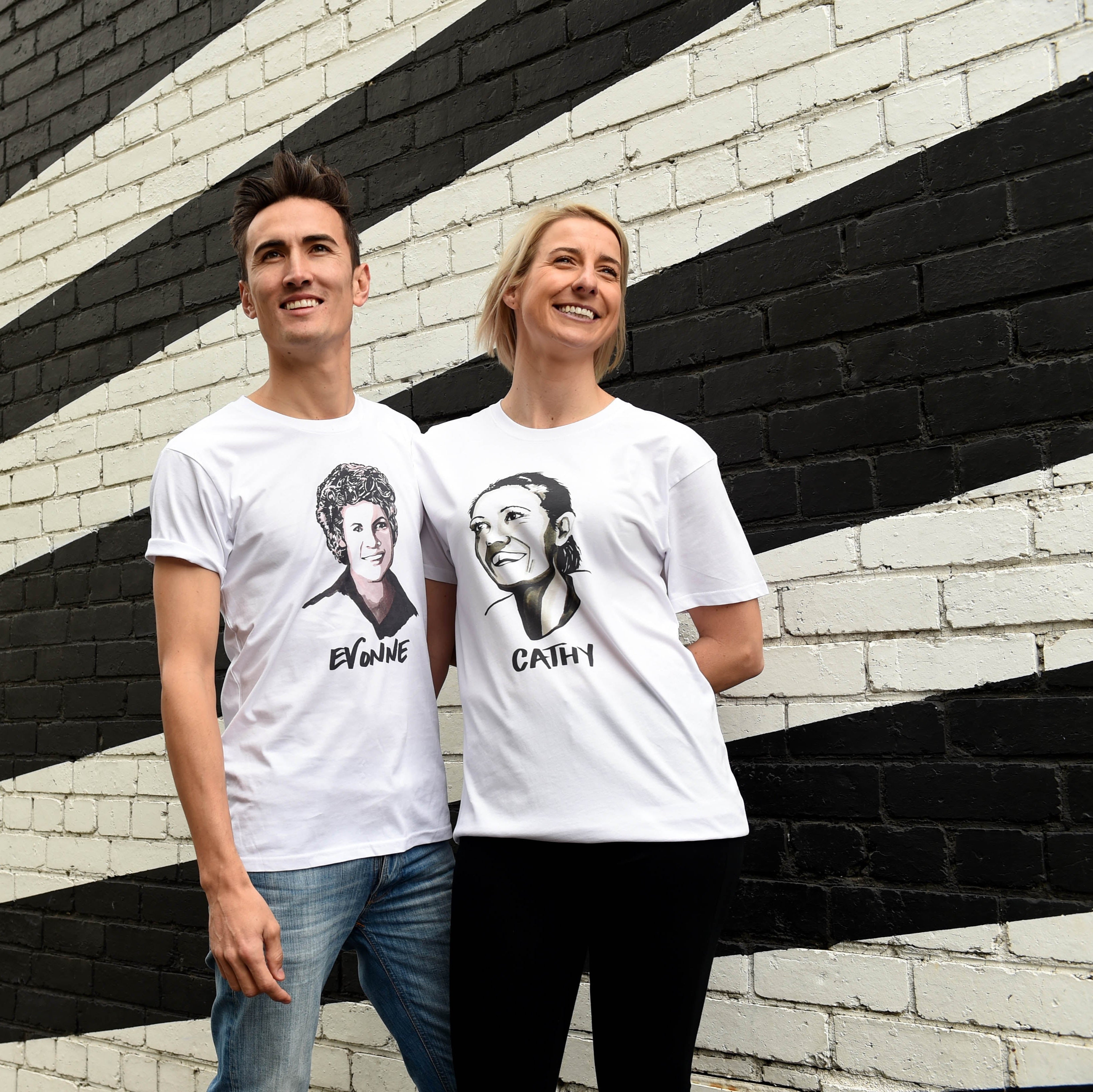 Cathy Freeman T-shirt and Evonne Goolagong – High Tees Australian icon graphic tee, ethically made in Melbourne. ©High Tees