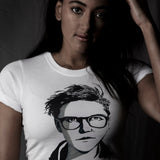 Hannah Gadsby T-shirt by High Tees. Ethically made in Melbourne from 100% GOTS organic cotton. 10% donated to Go Foundation. ©High Tees