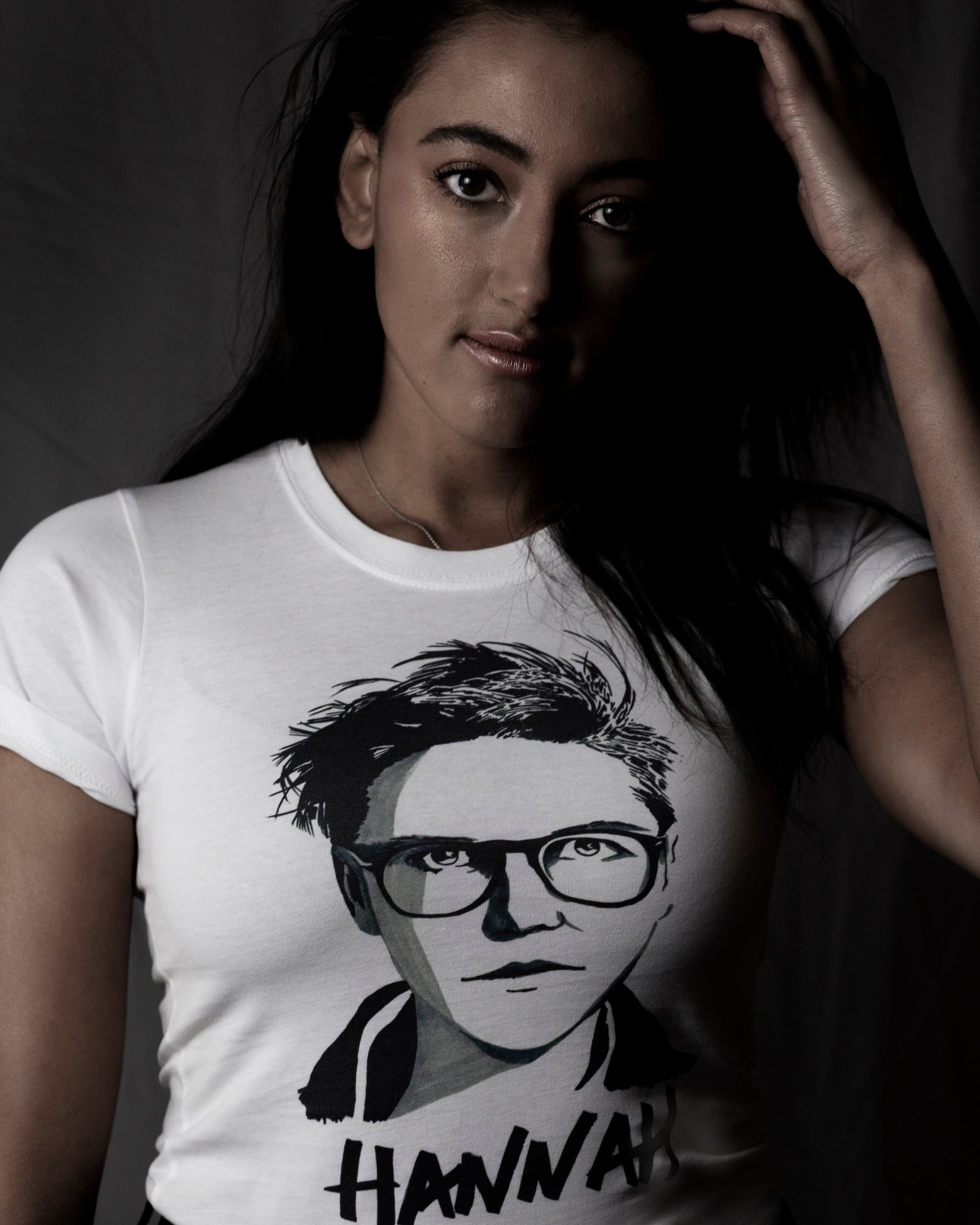 Hannah Gadsby T-shirt by High Tees. Ethically made in Melbourne from 100% GOTS organic cotton. 10% donated to Go Foundation. ©High Tees