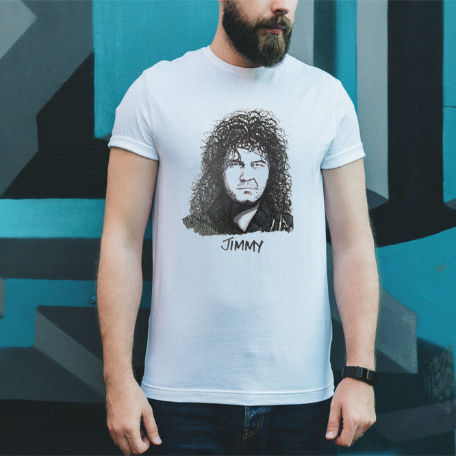 Jimmy Barnes T-shirt by High Tees. Ethically made in Melbourne from 100% GOTS organic cotton. 10% donated to West Welcome Wagon. ©High Tees