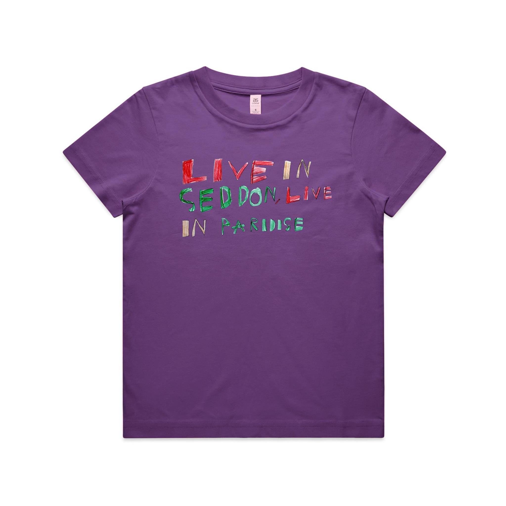 Live in Seddon, live in Paradise kids T shirt