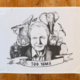 Sir David Attenborough 100 years Tea Towel