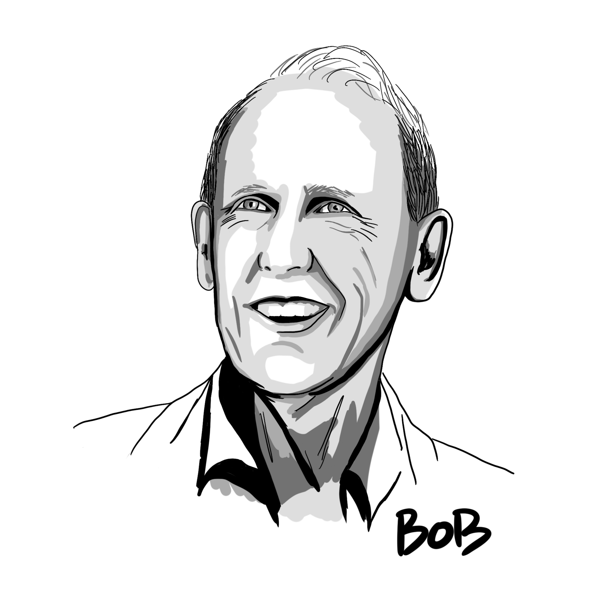 Original drawing of Bob Brown. © High Tees