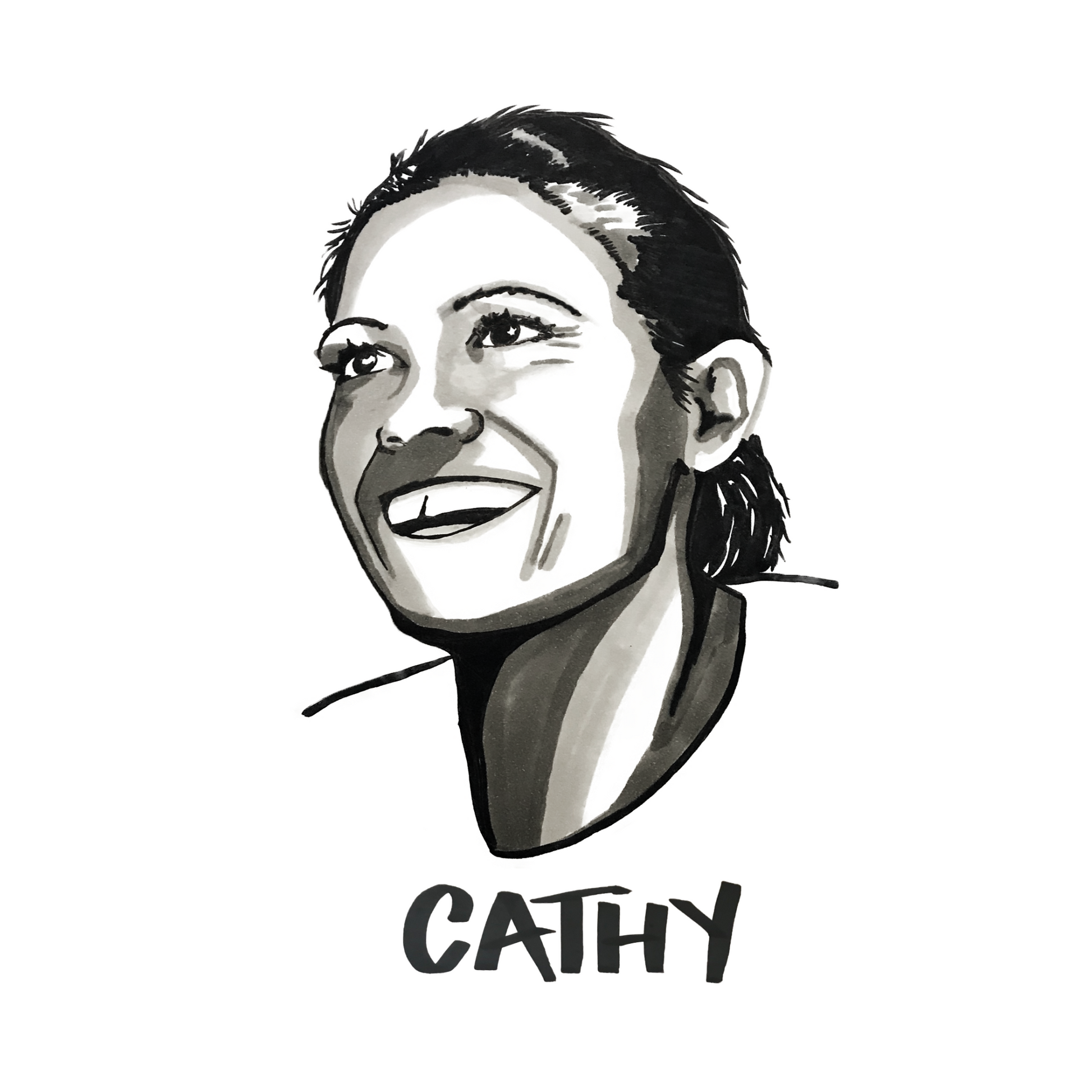 Original High Tees drawing of Cathy Freeman  ©High Tees