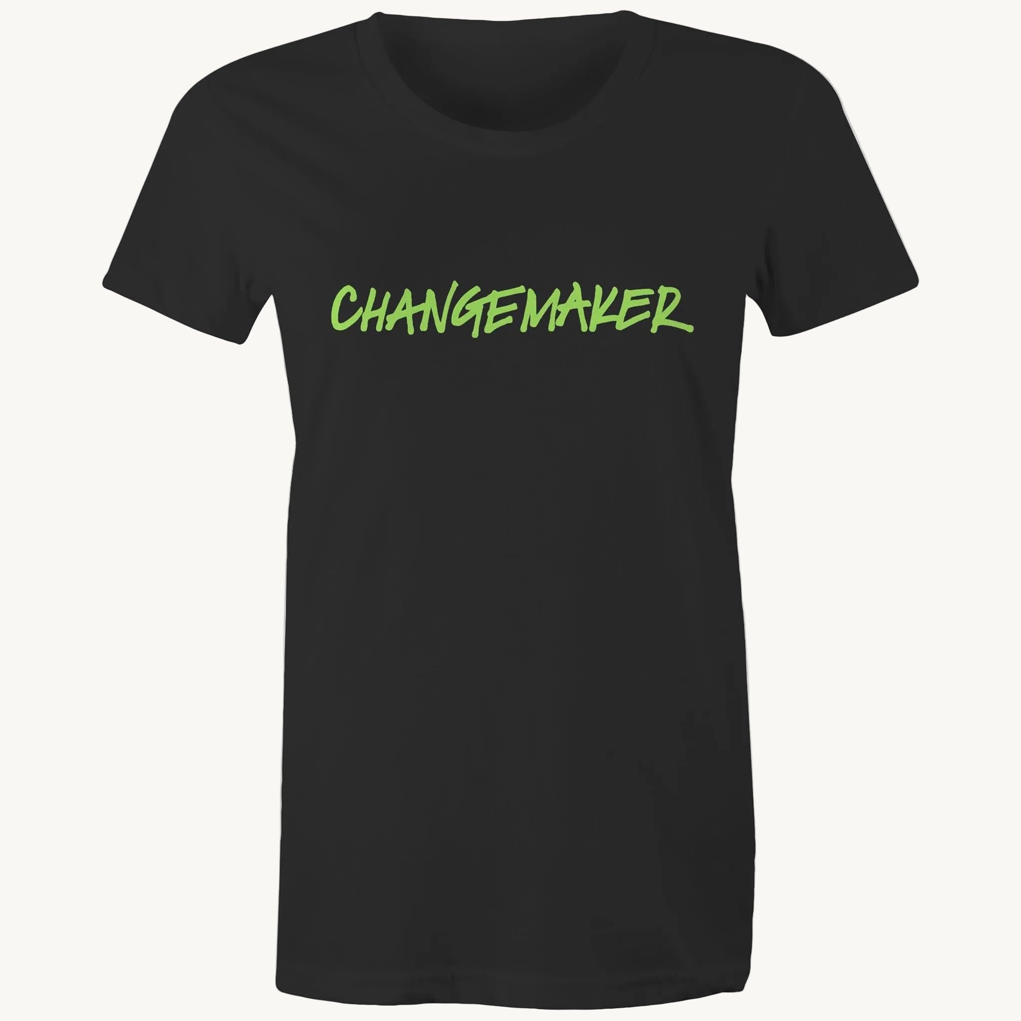 Changemaker T shirt Black and Lime Womens by High Tees
