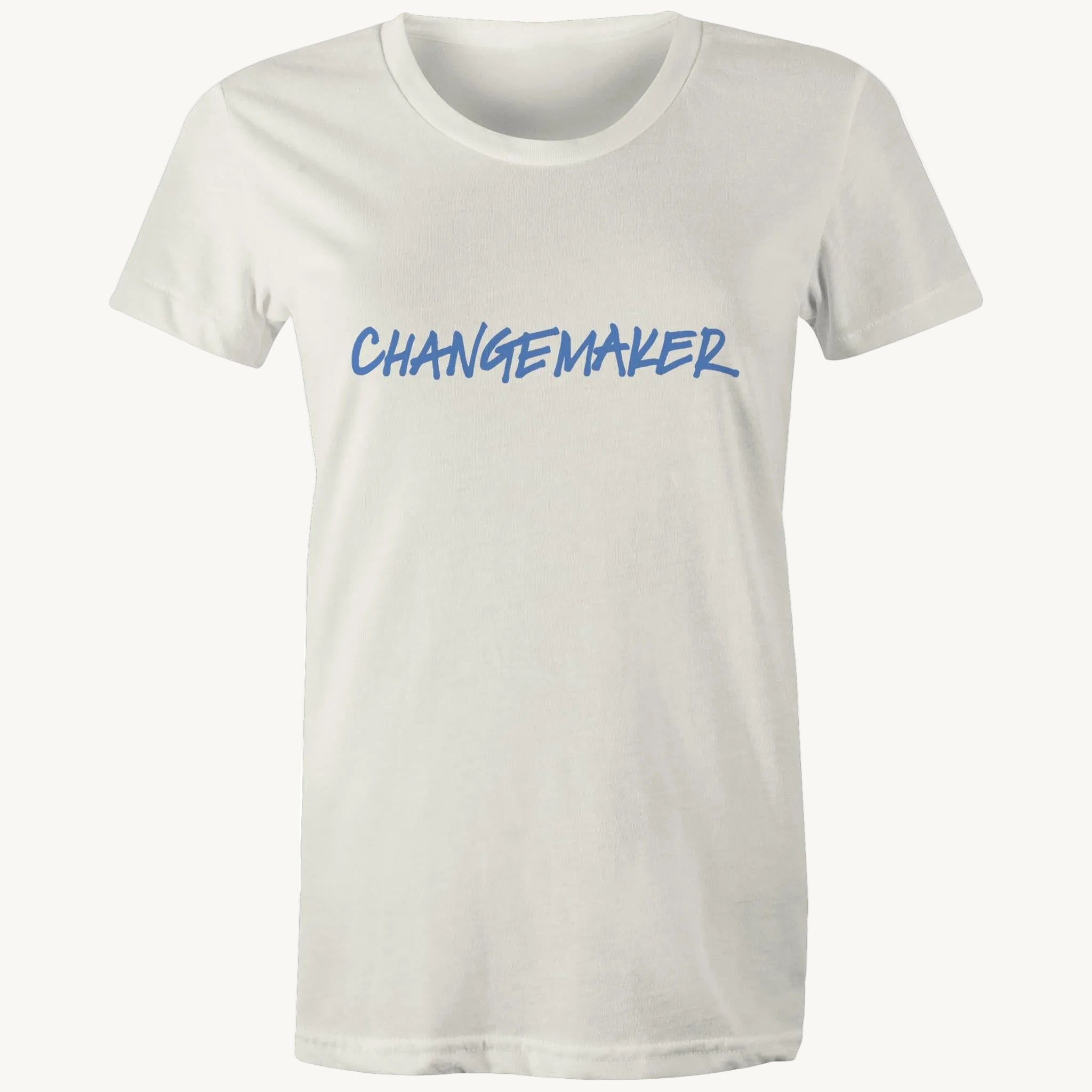 Changemaker T shirt Natural and Blue Womens by High Tees