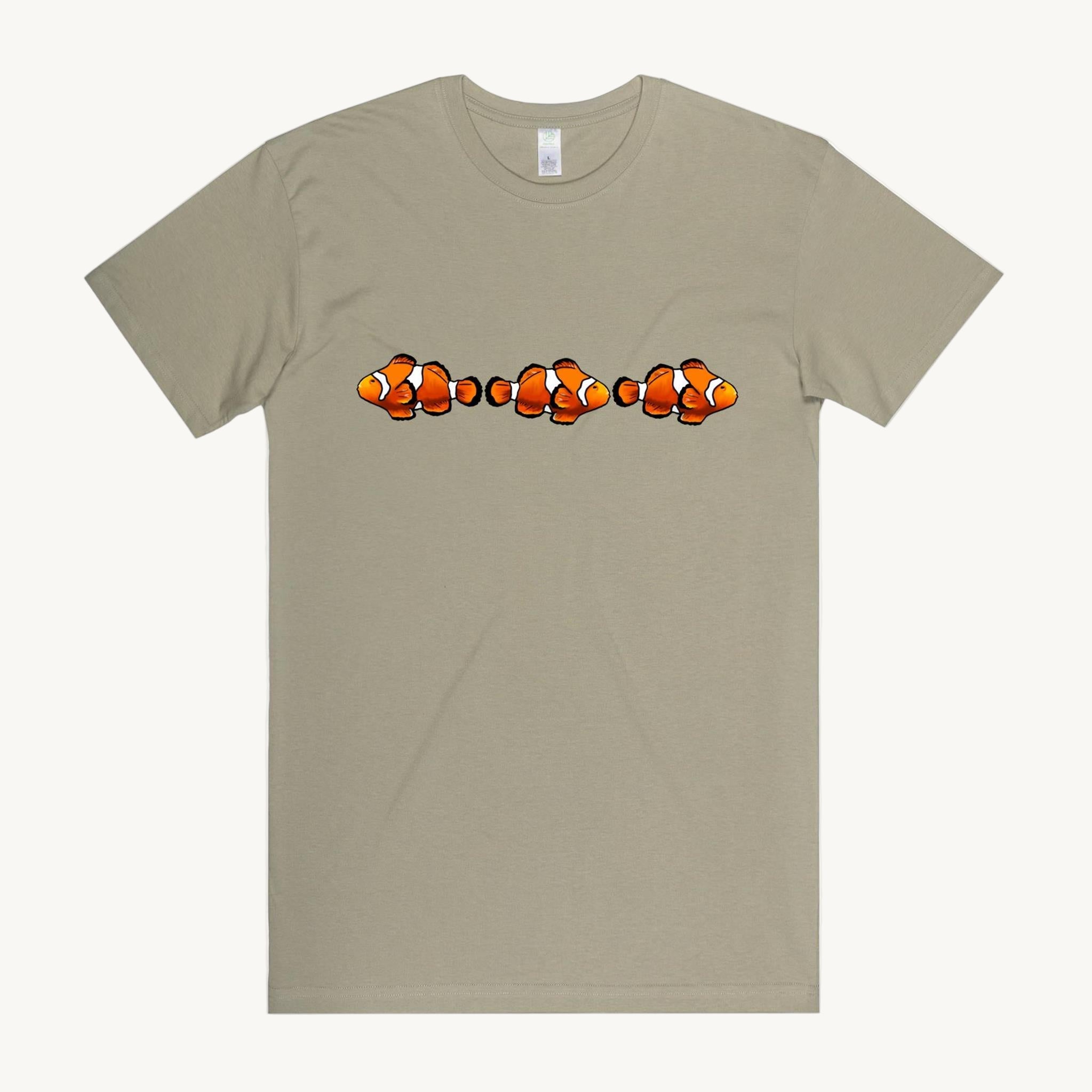 Clown Fish design printed on 100% organic cotton T shirt. High Tees.