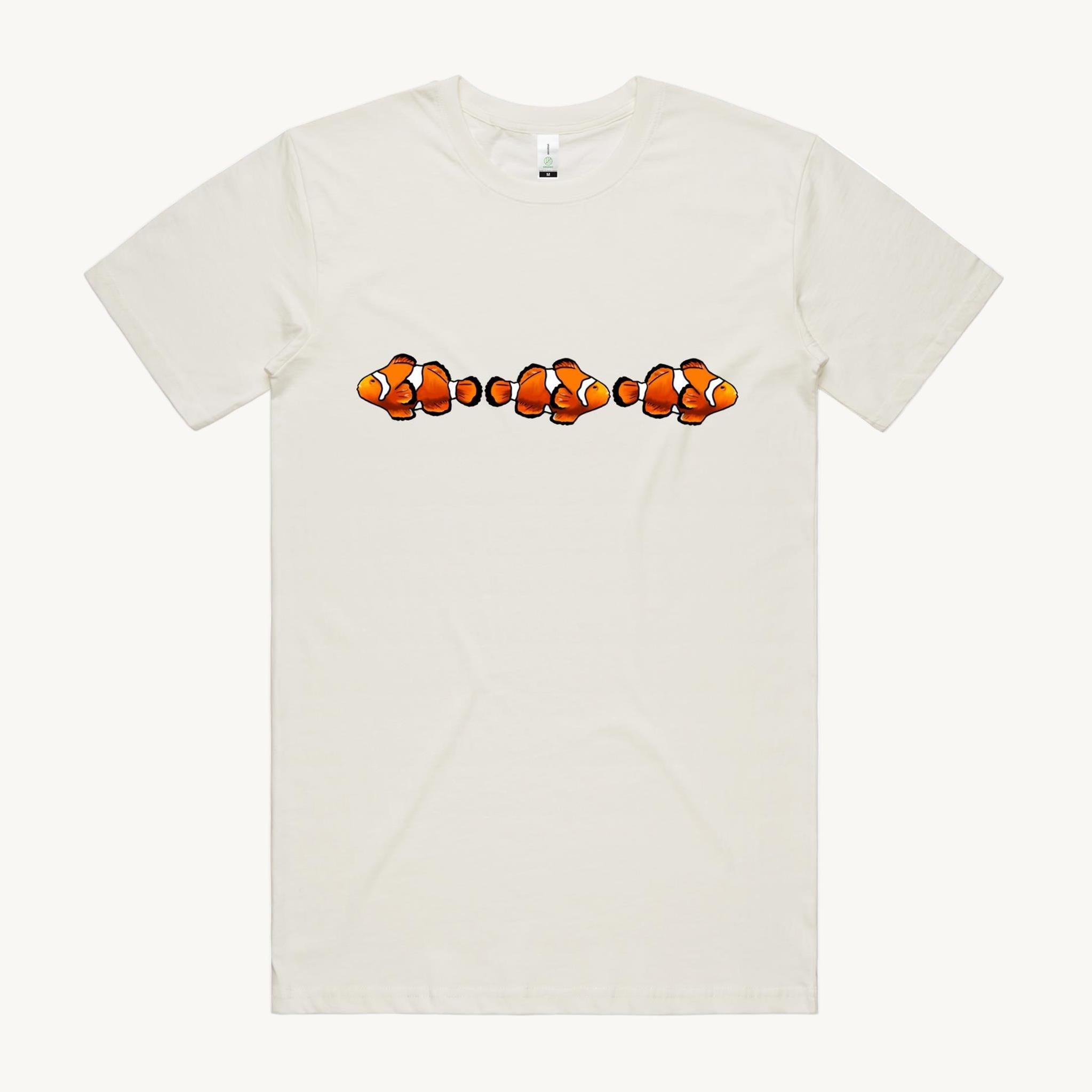 Clown Fish design printed on 100% organic cotton T shirt. High Tees.