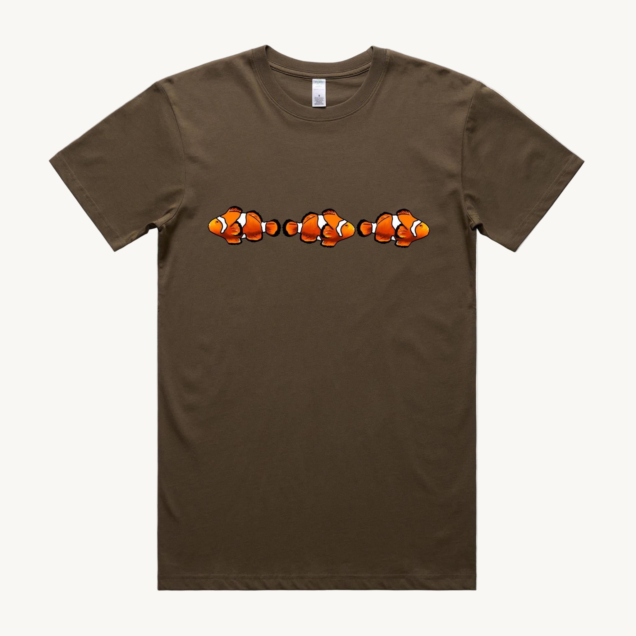 Clown Fish design printed on 100% organic cotton T shirt. High Tees.