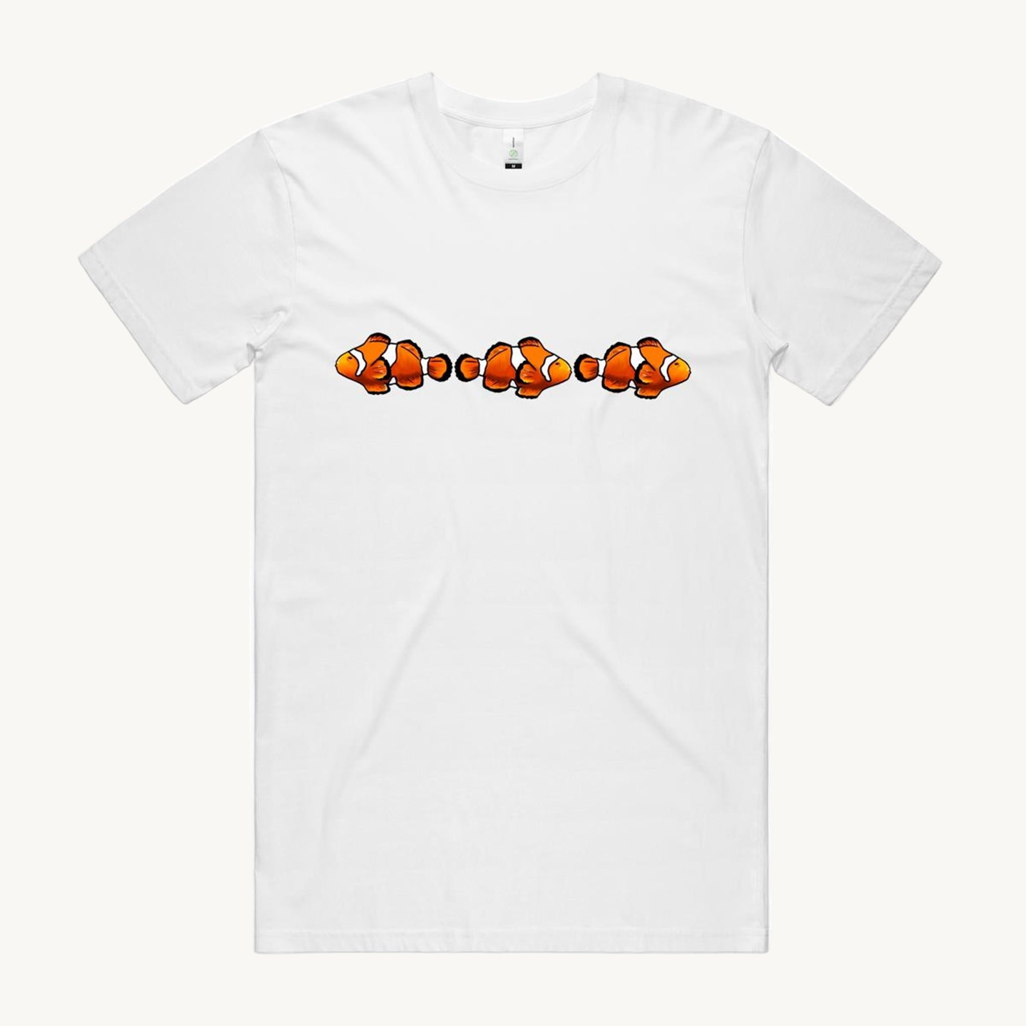 Clown Fish design printed on 100% organic cotton T shirt. High Tees.