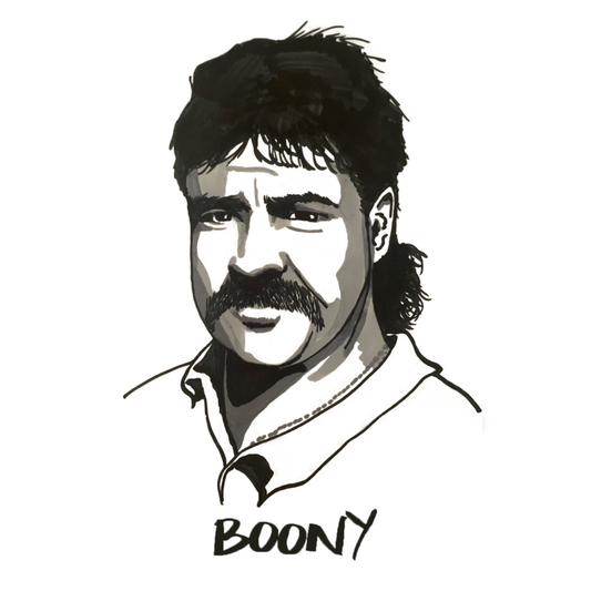 Original drawing of David Boon. ©High Tees