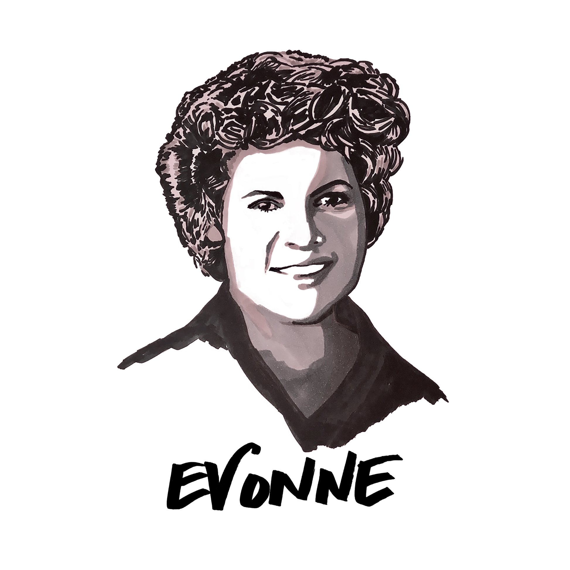 Evonne Goolagong original drawing by High Tees. ©High Tees