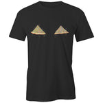Black unisex T shirt with a digital print of fairy bread. 