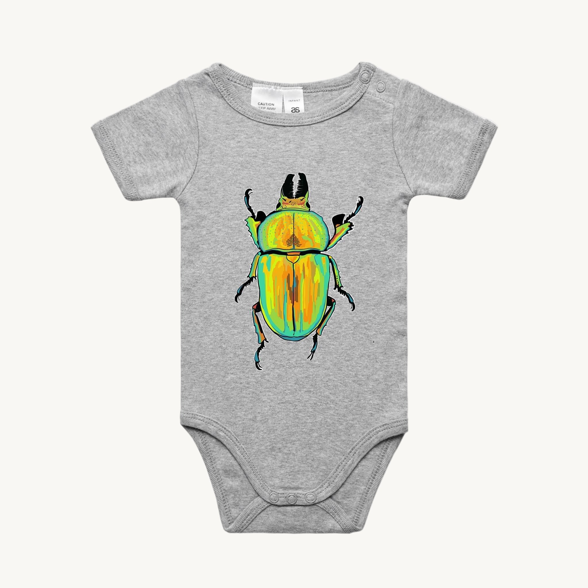 Golden Stag Beetle All In One Romper Grey by High Tees.