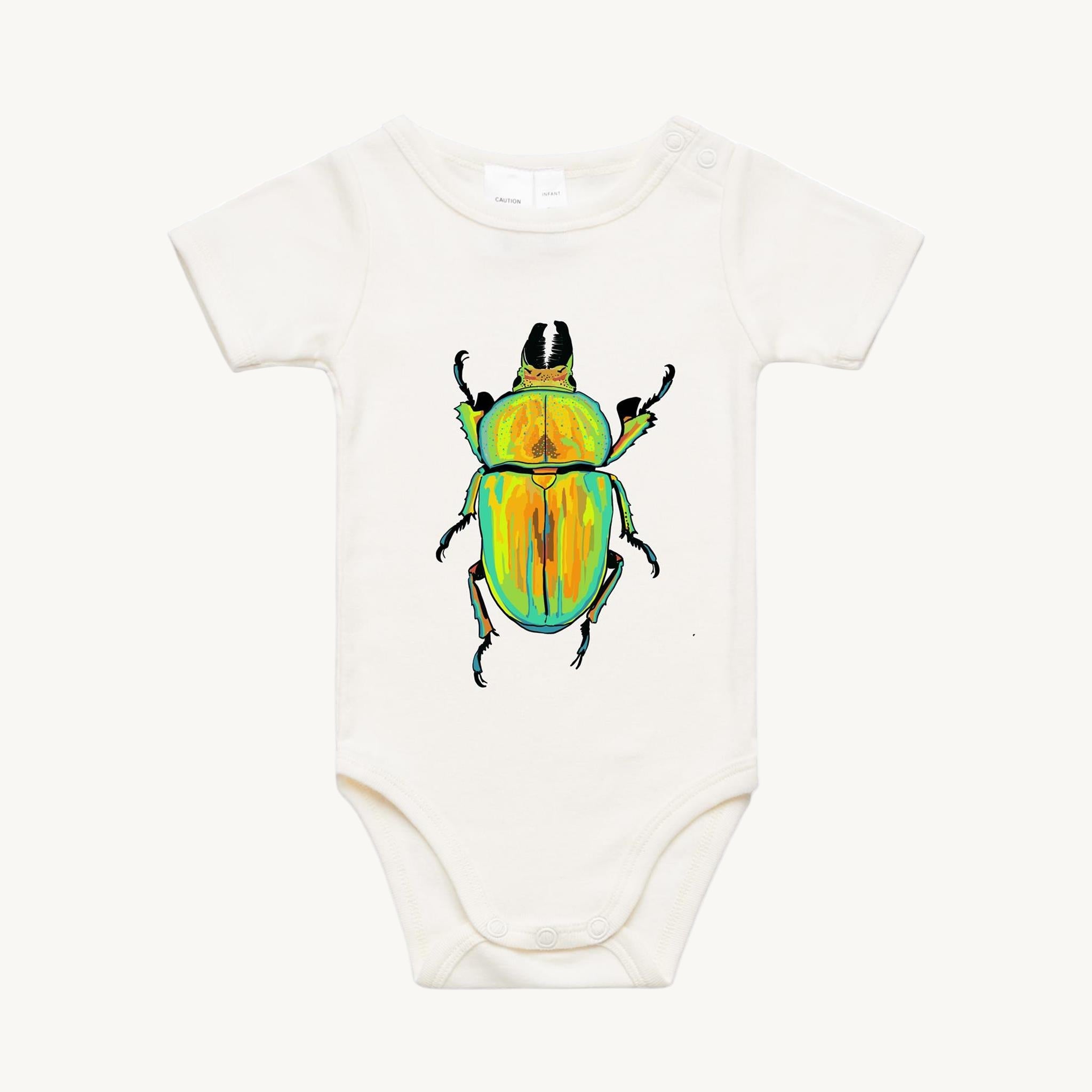 Golden Stag Beetle All In One Romper Natural by High Tees.