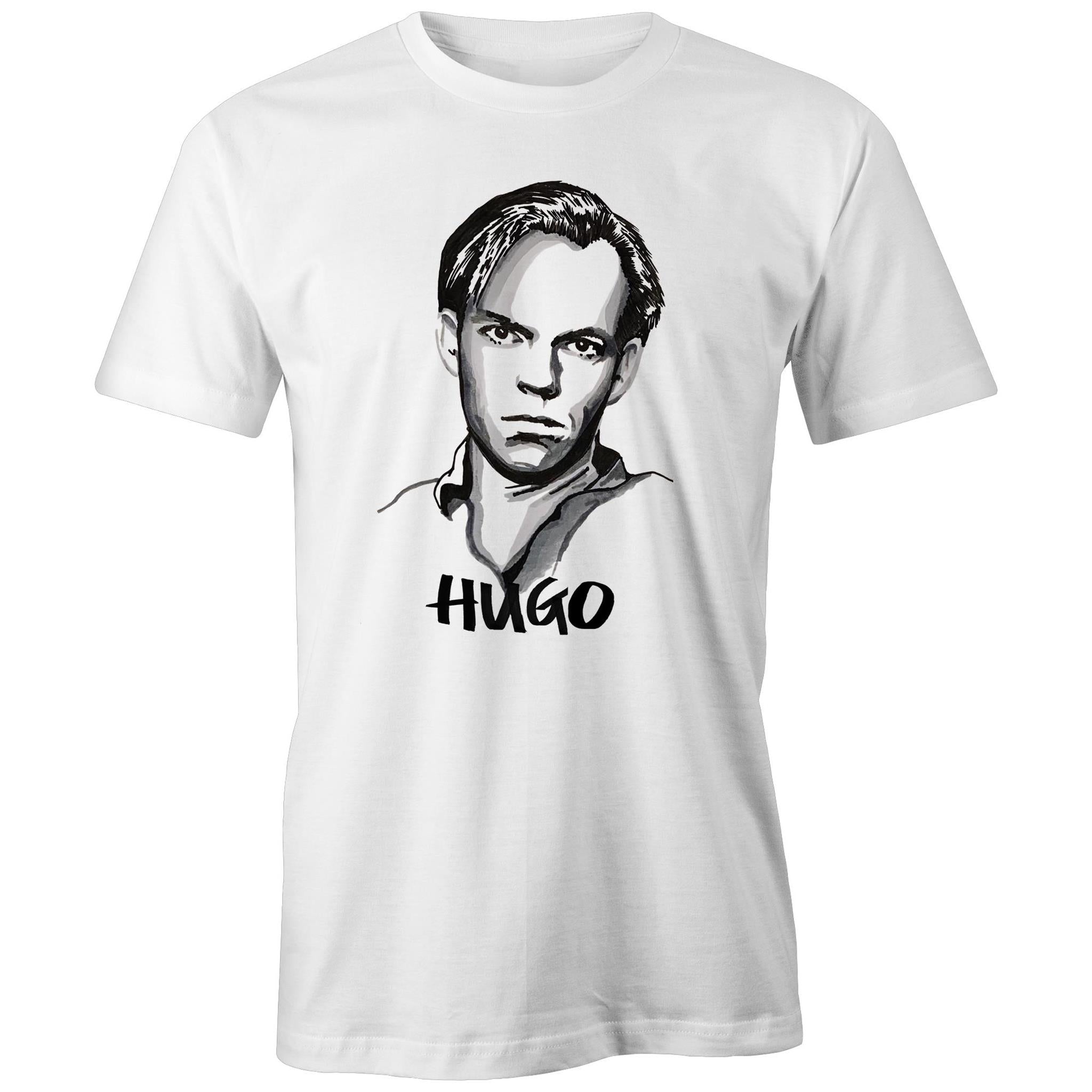 Hugo Weaving T-shirt by High Tees. Ethically made in Melbourne from 100% GOTS organic cotton. 10% donated to Go Foundation. ©High Tees