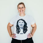Jacinda Ardern T-shirt by High Tees. Ethically made in Melbourne from 100% GOTS organic cotton. 10% donated to West Welcome Wagon. ©High Tees