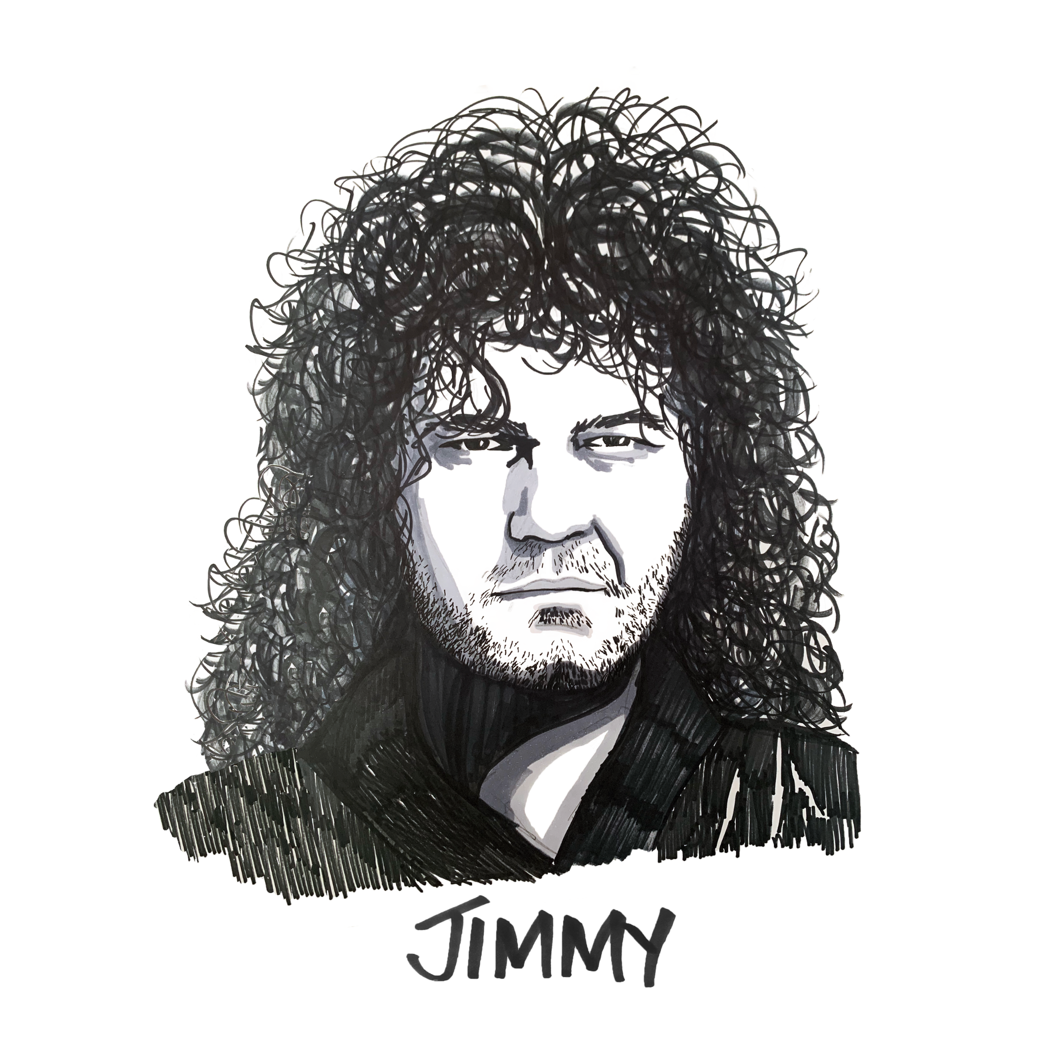 Jimmy Barnes original drawing. ©High Tees