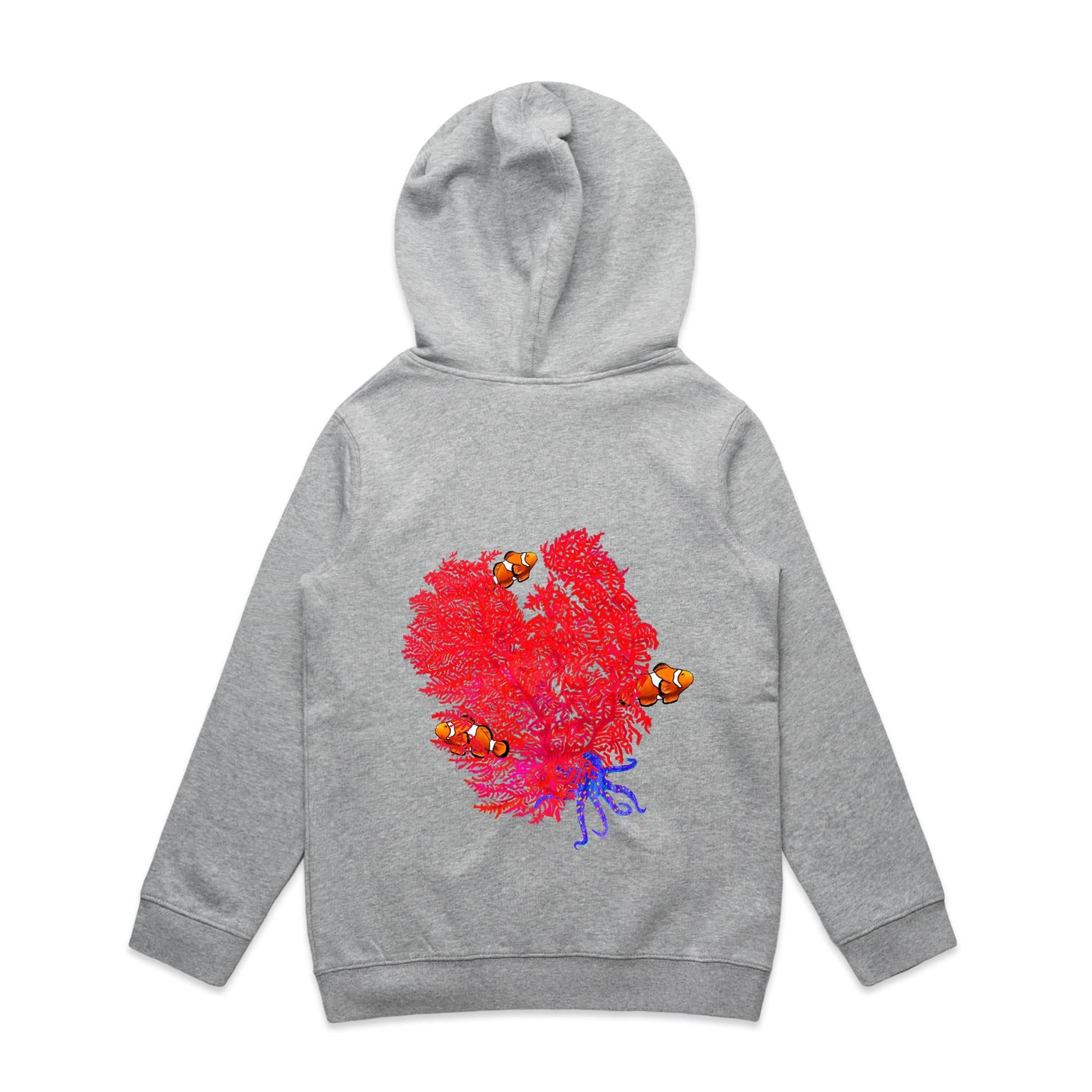 Kids Grey Hoodie Coral not Coal Back