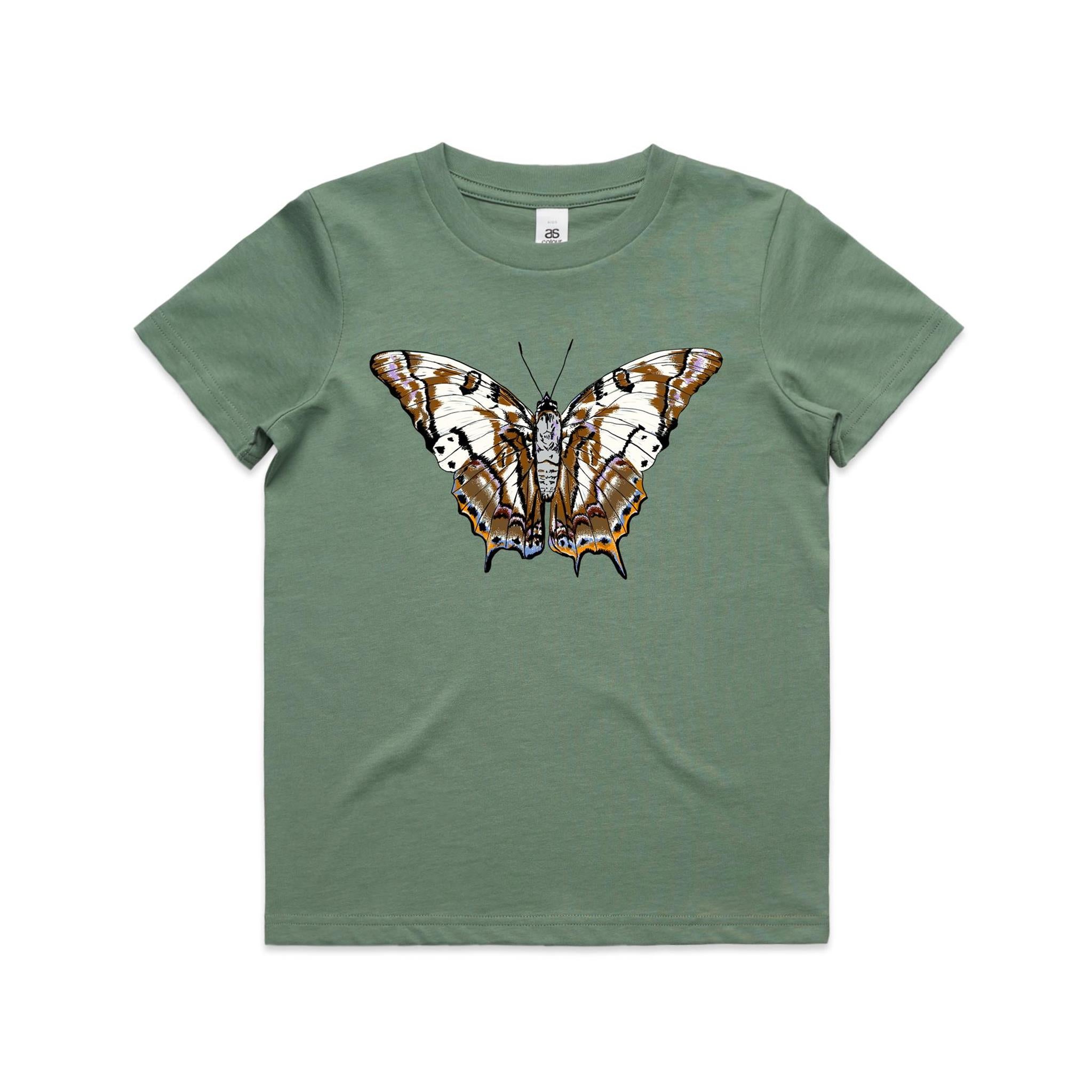 Tailed Emperor Butterfly Kids T shirt Green by High Tees