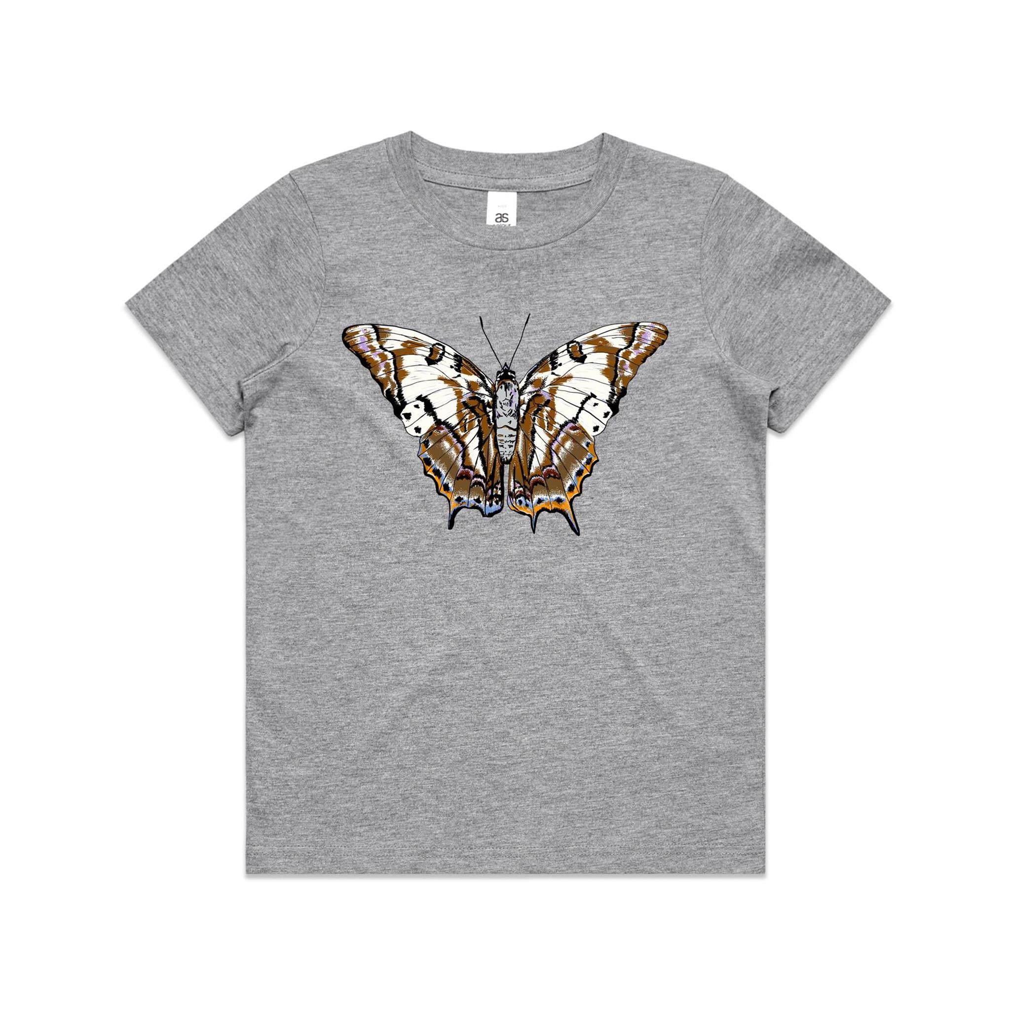 Tailed Emperor Butterfly Kids T shirt Grey by High Tees