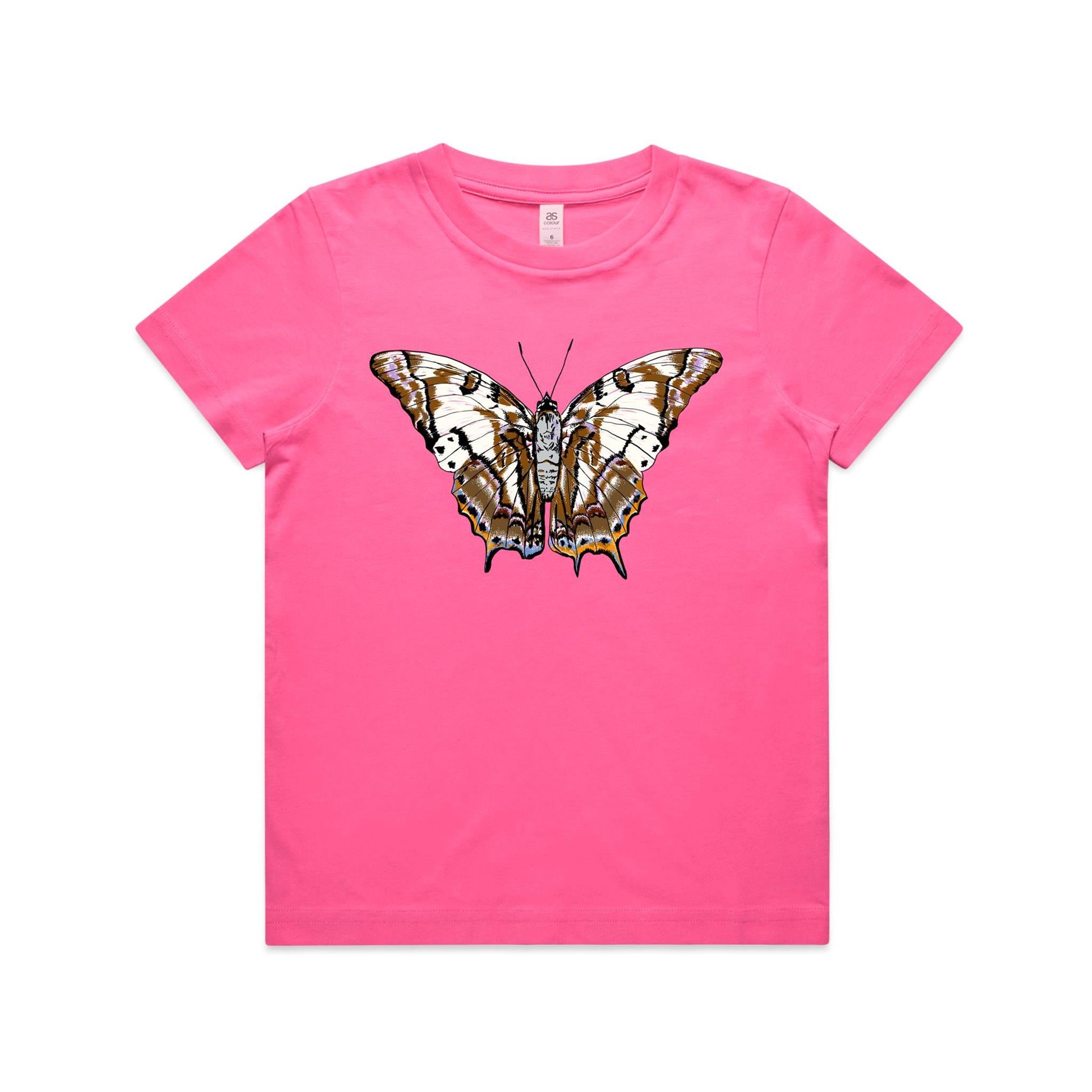 Tailed Emperor Butterfly Kids T shirt Pink by High Tees