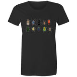 10 Australian beetles printed on 100% organic cotton women's t shirt. 