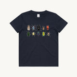 The Beetles Kids Tshirt Navy by High Tees. 10 Australian beetles drawn by High Tees. 