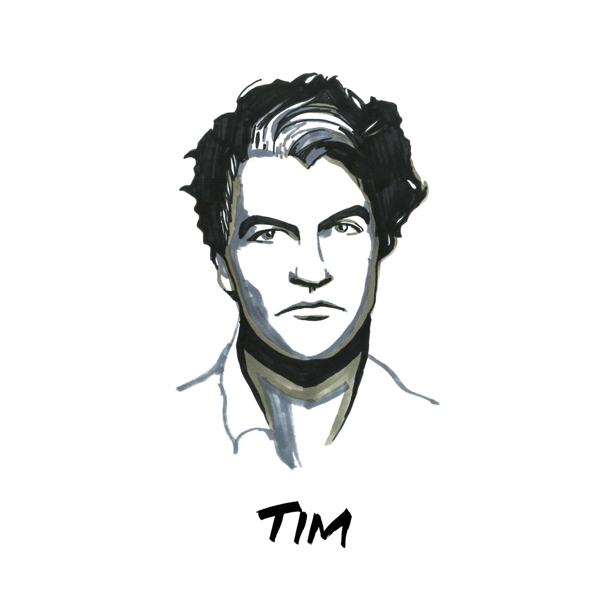 Tim Finn original drawing. ©High Tees