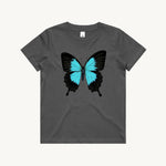 Ulysses Butterfly Kids T shirt Charcoal by High Tees