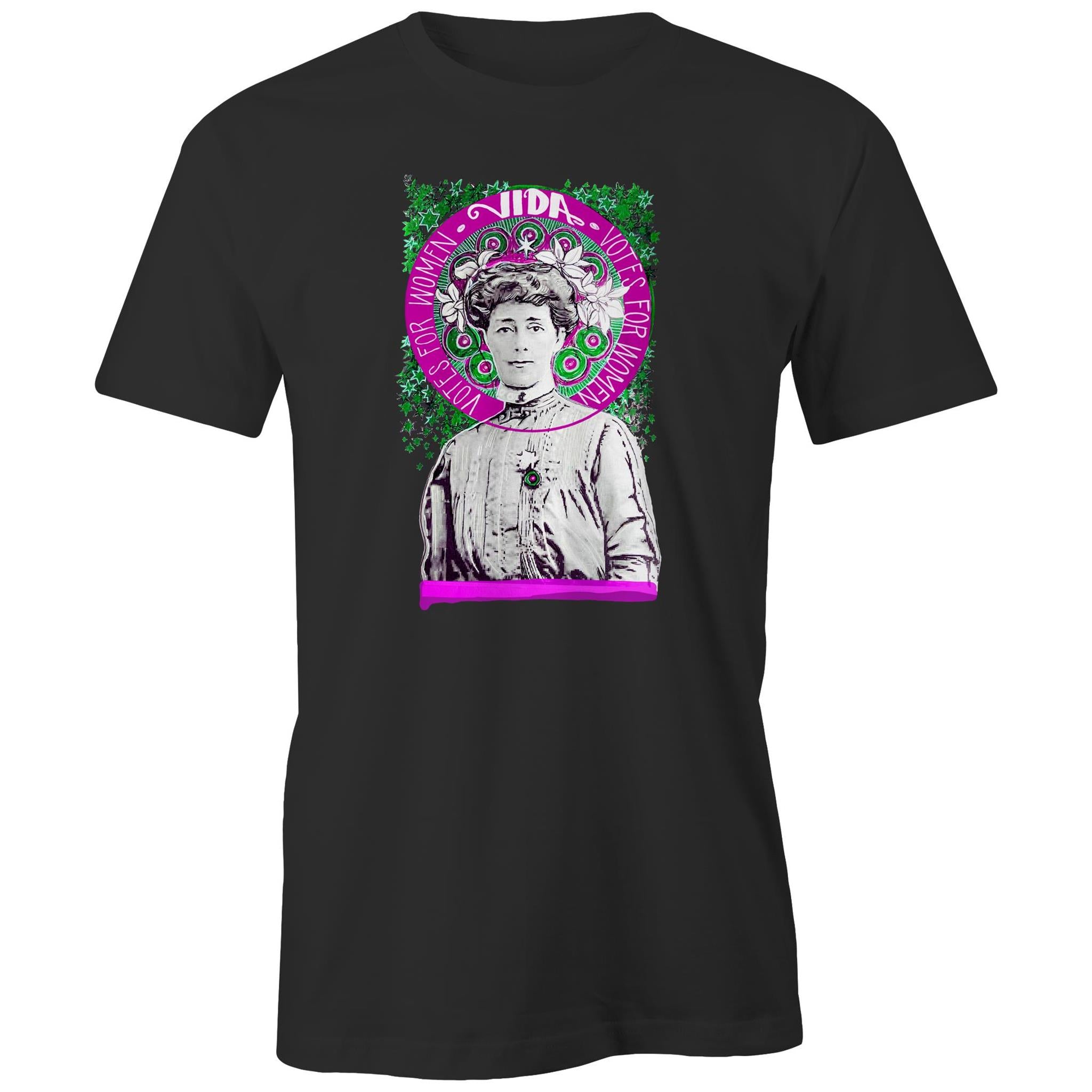 Vida Goldstein Black T shirt. High Tees Australia. ©High Tees