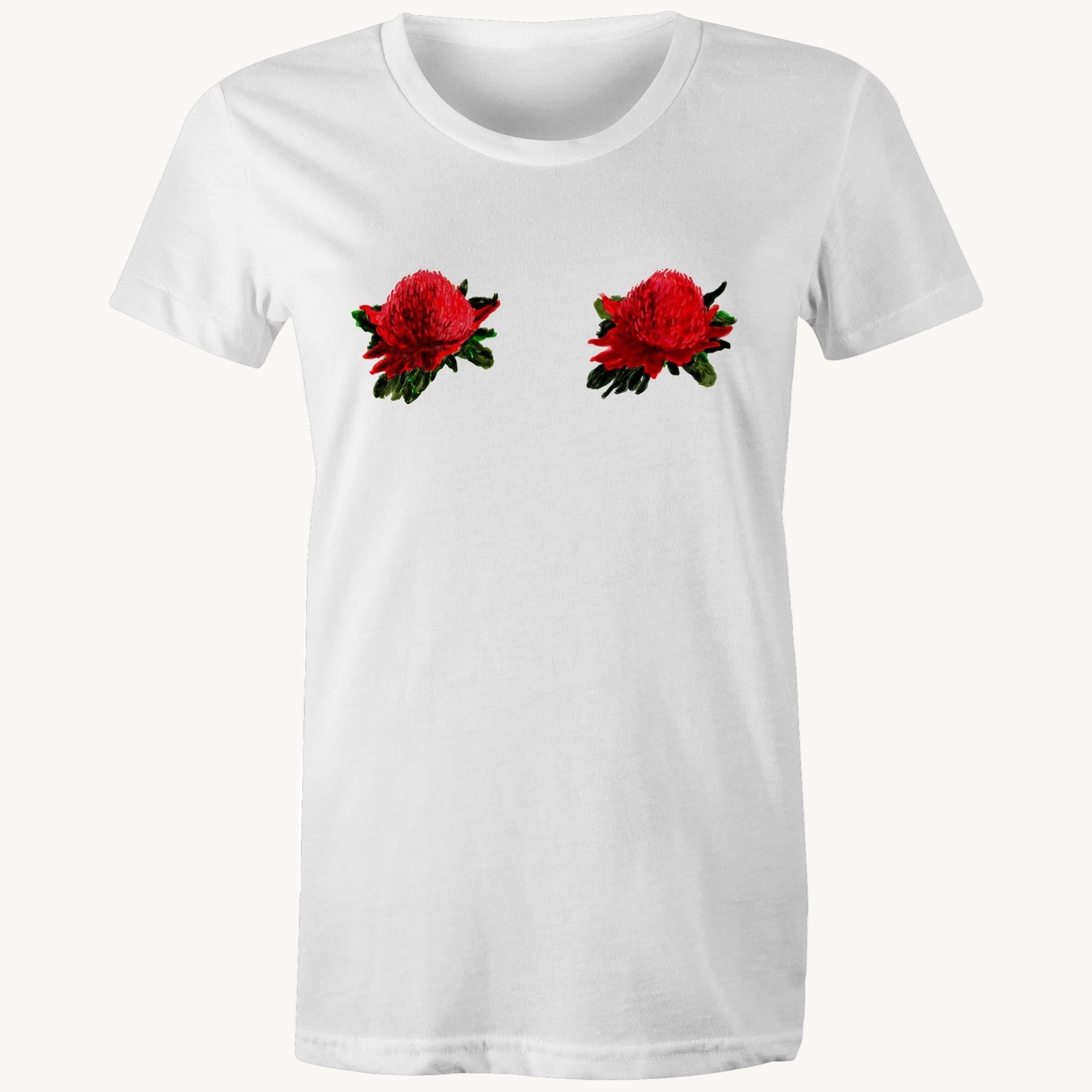 Warratah printed on 100% organic cotton t shirt