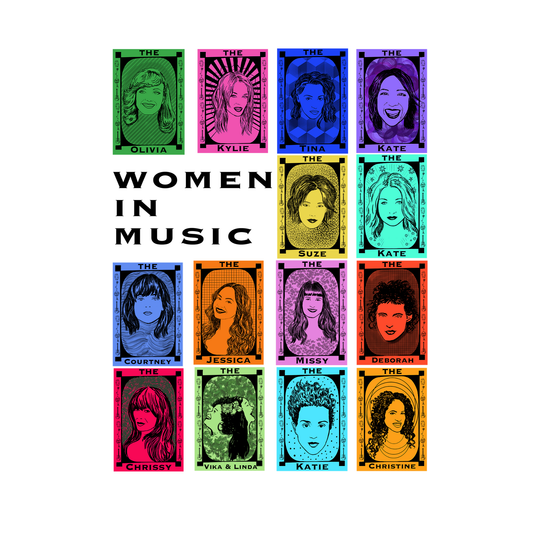 Women in Music Drawing. 10% donated to Support Act. ©High Tees