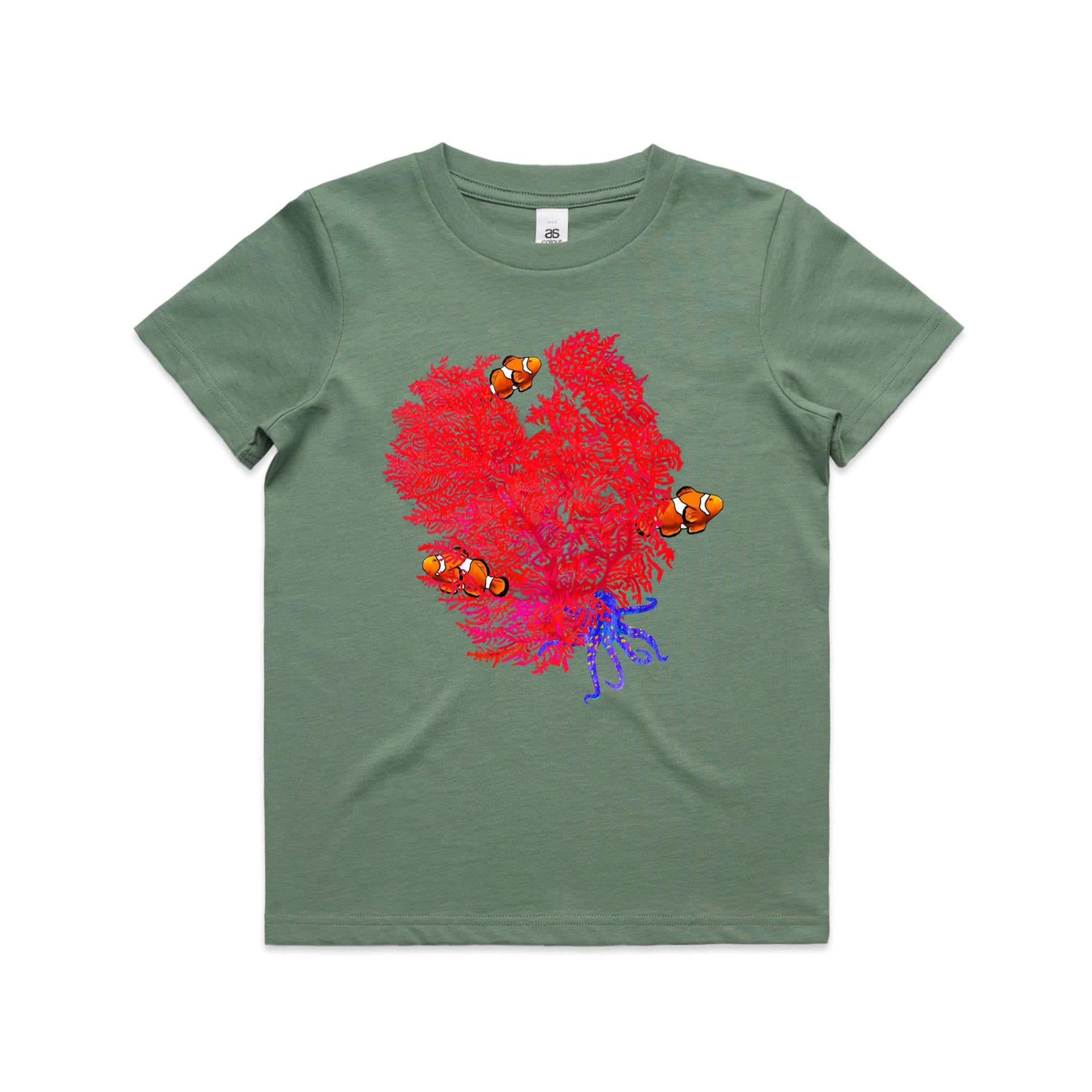 Red Coral Garden Kids T shirt
