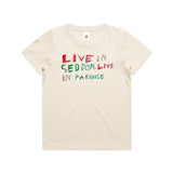 Live in Seddon, live in Paradise kids T shirt