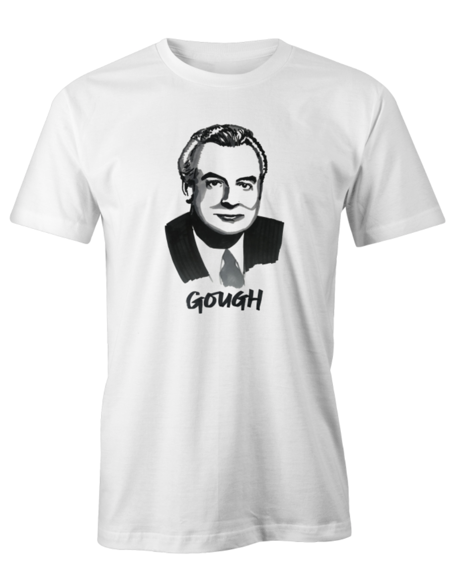 Gough Whitlam T-shirt – High Tees Australian icon graphic tee, ethically made in Melbourne. ©High Tees