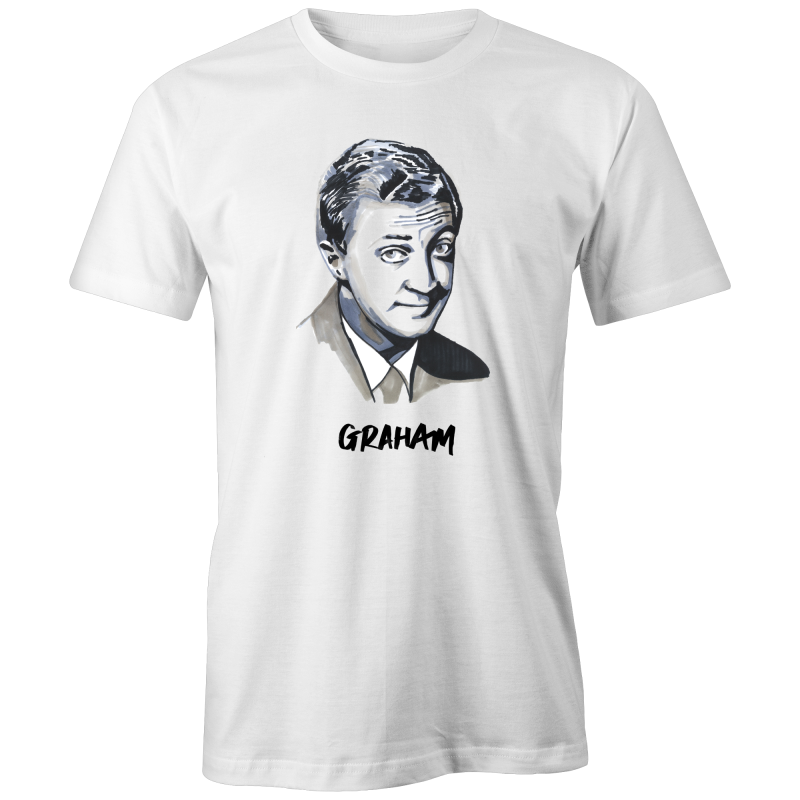 Graham Kennedy T-shirt by High Tees. Ethically made in Melbourne from 100% GOTS organic cotton. 10% donated to Go Foundation. ©High Tees
