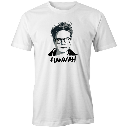 Hannah Gadsby T-shirt by High Tees. Ethically made in Melbourne from 100% GOTS organic cotton. 10% donated to Go Foundation. ©High Tees