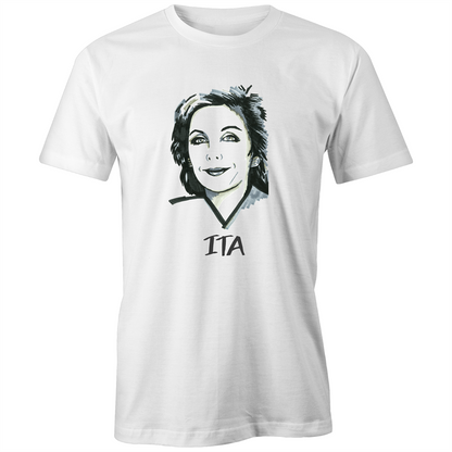 Ita Buttrose T-shirt by High Tees. Ethically made in Melbourne from 100% GOTS organic cotton. 10% donated to West Welcome Wagon. ©High Tees