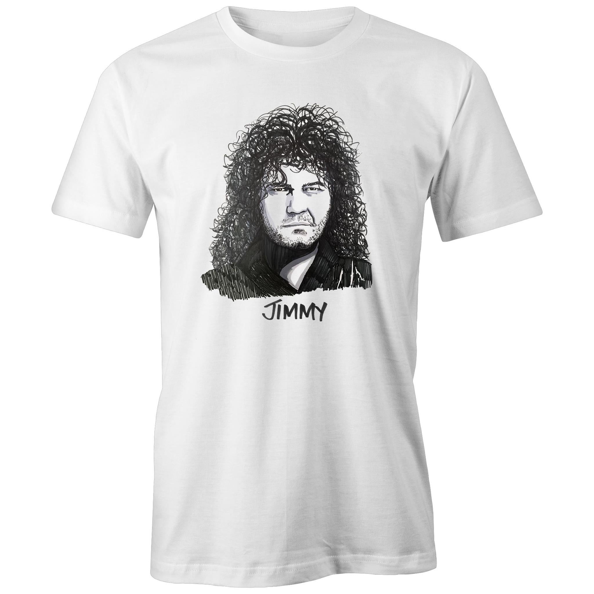Jimmy Barnes T-shirt by High Tees. Ethically made in Melbourne from 100% GOTS organic cotton. 10% donated to West Welcome Wagon.